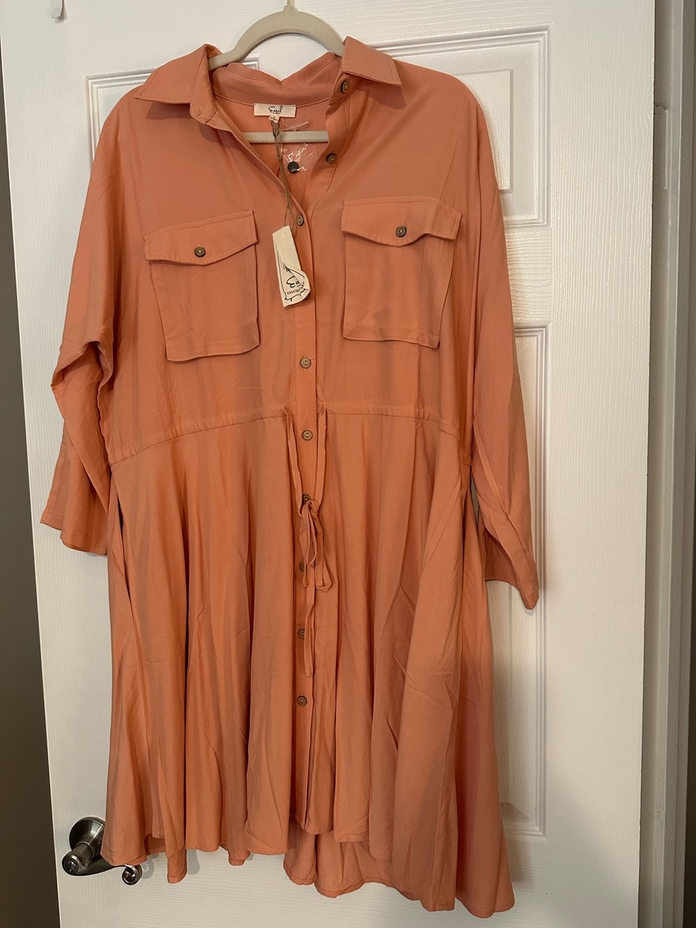 Easel Coral Shirt Dress